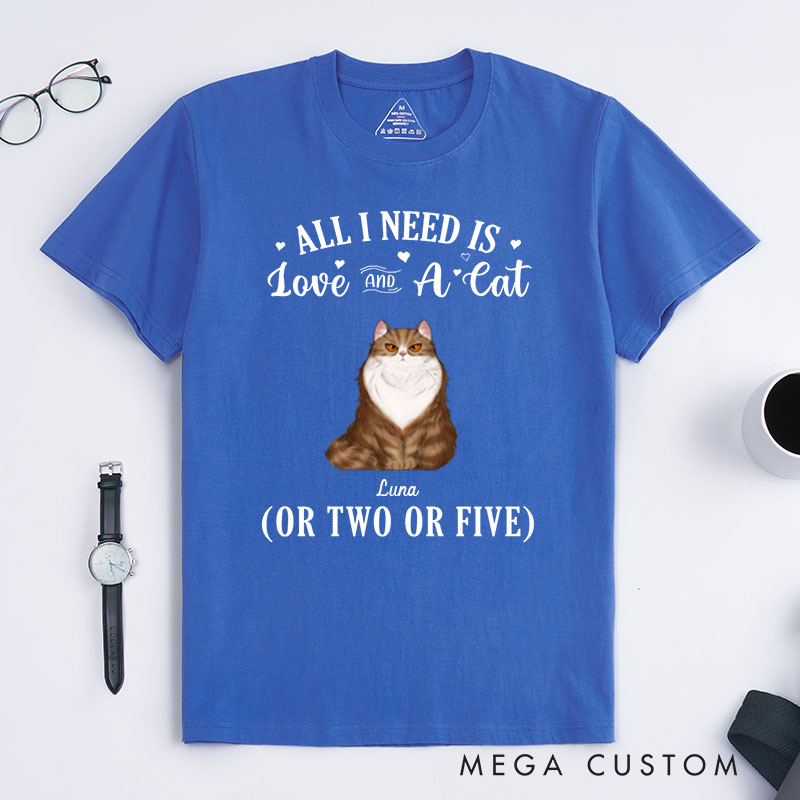 Personalized Cat Lover All I Need Is Love and Cat T-Shirt