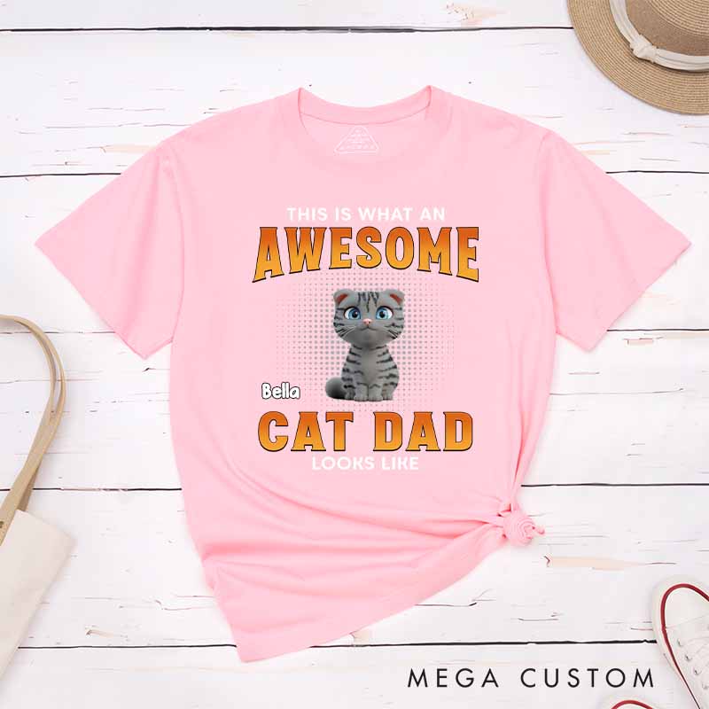 Personalized Cat Lover Awesome Cat Dad Version T-Shirt