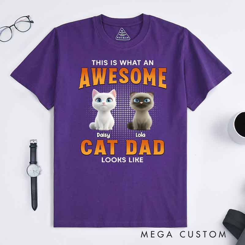 Personalized Cat Lover Awesome Cat Dad Version T-Shirt
