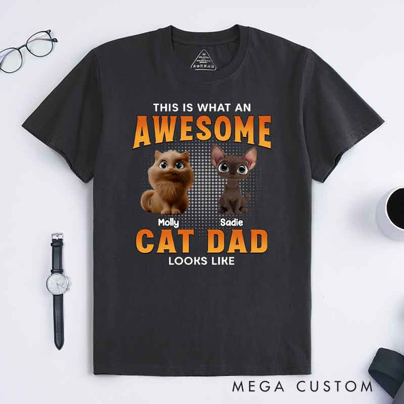 Personalized Cat Lover Awesome Cat Dad Version T-Shirt
