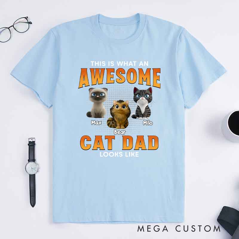 Personalized Cat Lover Awesome Cat Dad Version T-Shirt