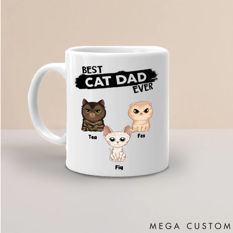 Personalized Cat Lover Best Cat Dad Ever Mugs