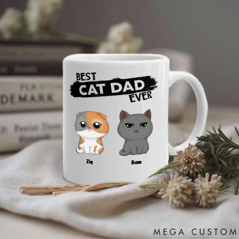 Personalized Cat Lover Best Cat Dad Ever Mugs