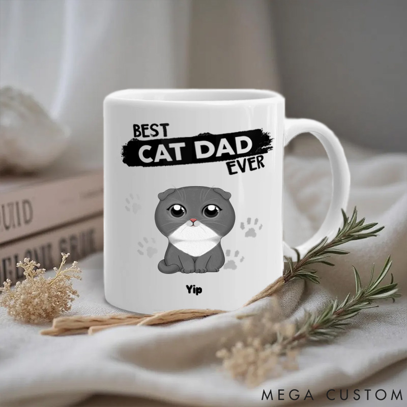 Personalized Cat Lover Best Cat Dad Ever Mugs