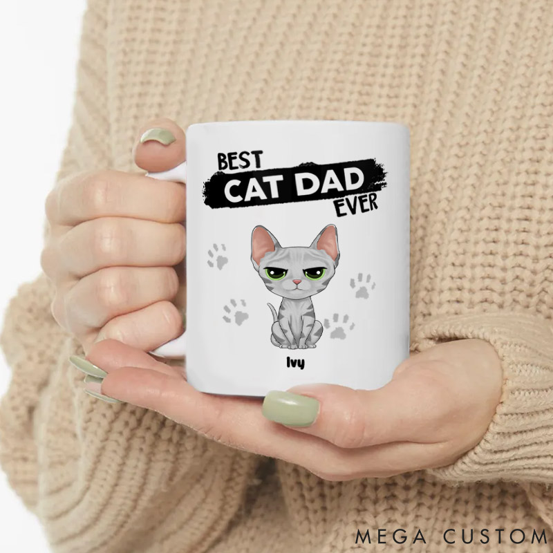 Personalized Cat Lover Best Cat Dad Ever Mugs