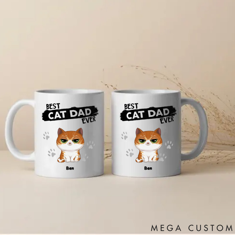 Personalized Cat Lover Best Cat Dad Ever Mugs