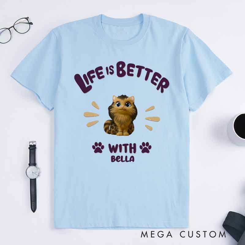 Personalized Cat Lover Better Life with My Cat T-Shirt
