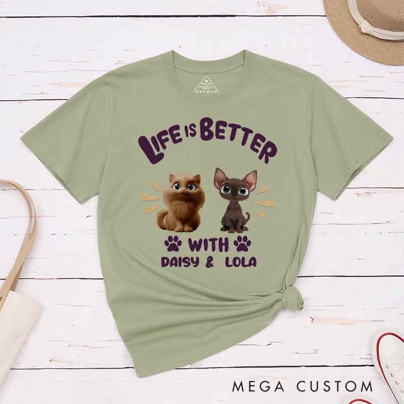 Personalized Cat Lover Better Life with My Cat T-Shirt