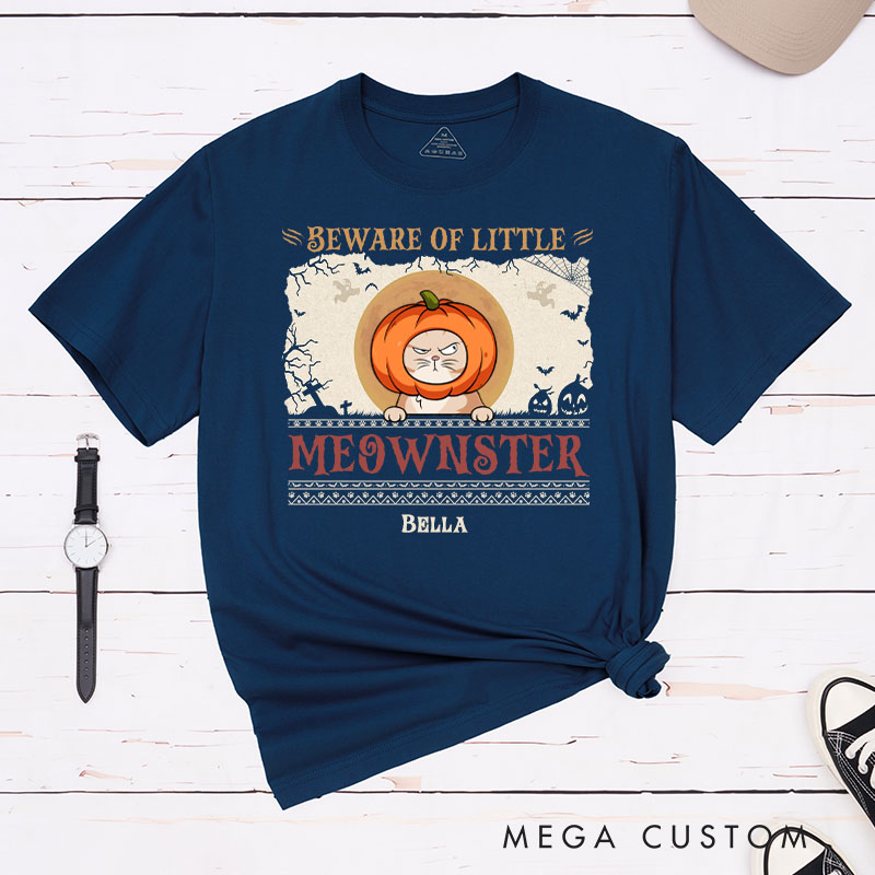 Personalized Cat Lover Beware of little Meownsters T-Shirt