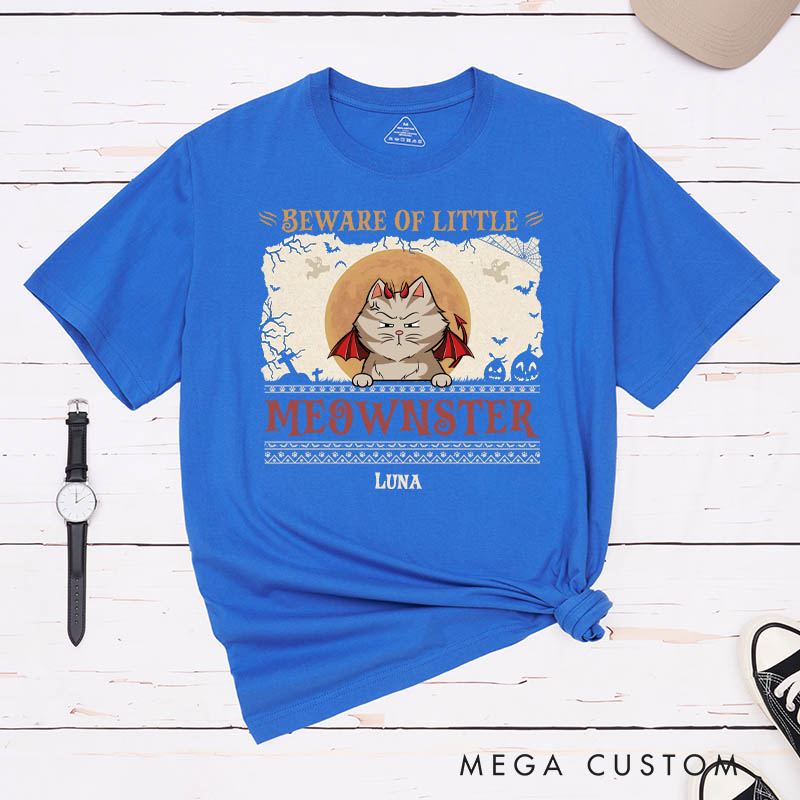 Personalized Cat Lover Beware of little Meownsters T-Shirt