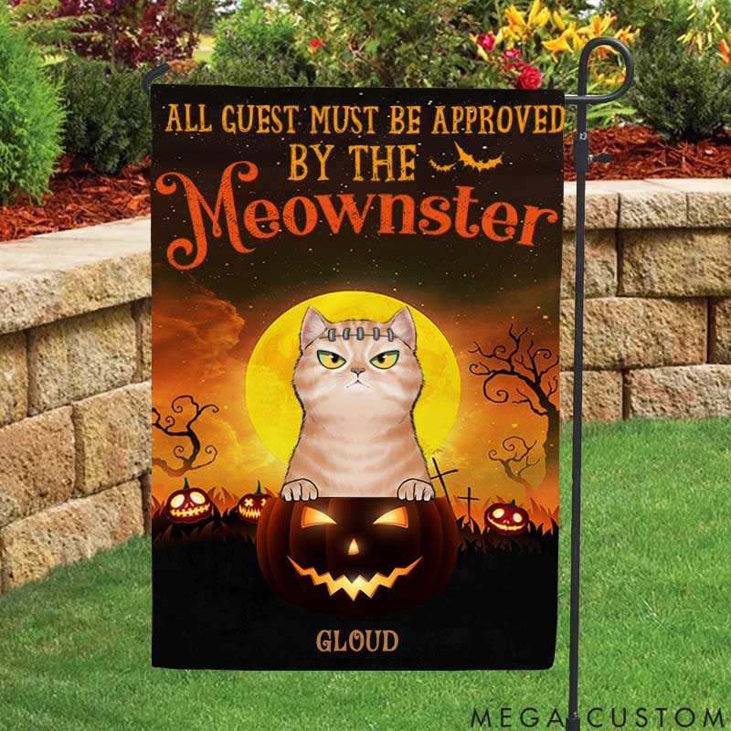Personalized Cat Lover Beware of the Meownsters Garden Flag