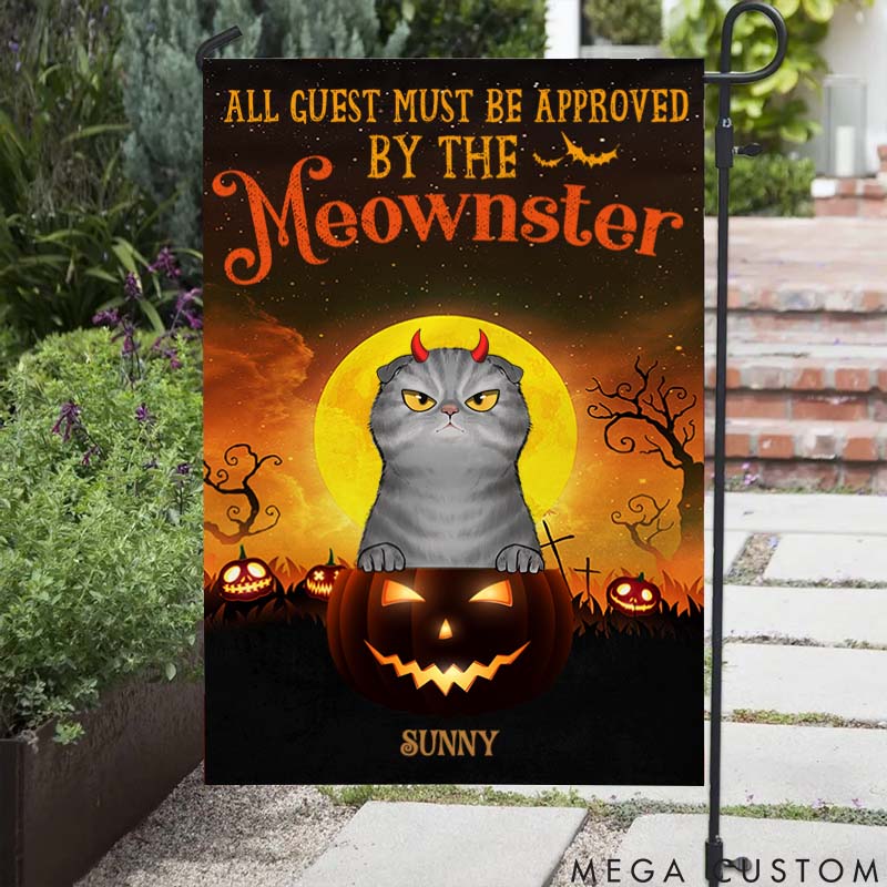 Personalized Cat Lover Beware of the Meownsters Garden Flag