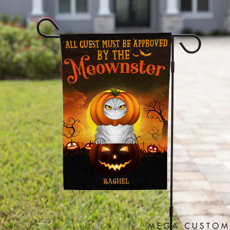 Personalized Cat Lover Beware of the Meownsters Garden Flag