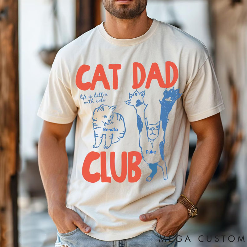 Personalized Cat Lover Cat Dad Club T-Shirt
