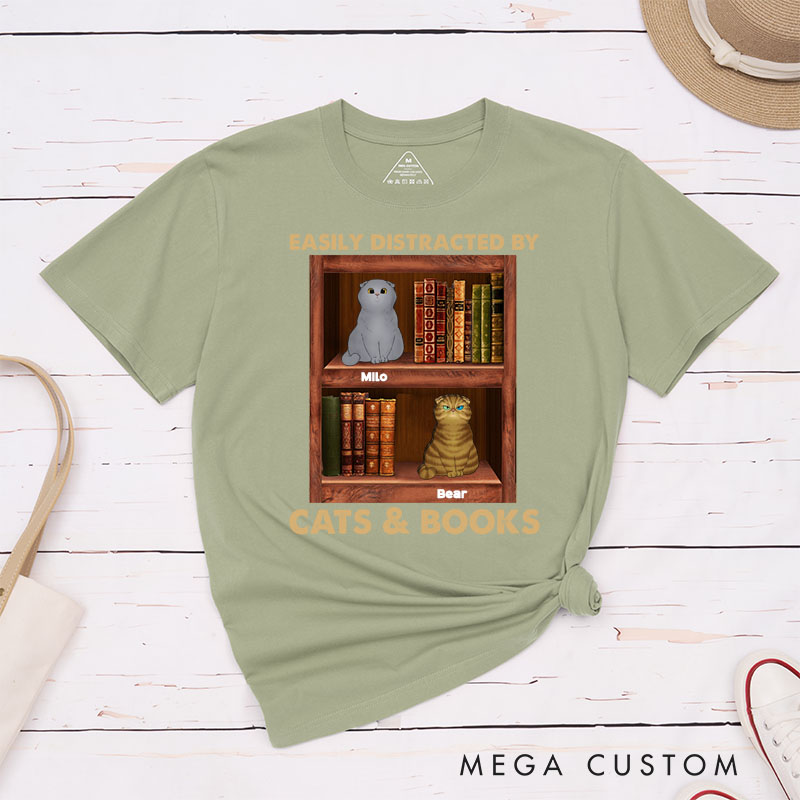 Personalized Cat Lover Cat Father Book Lovers T-Shirt