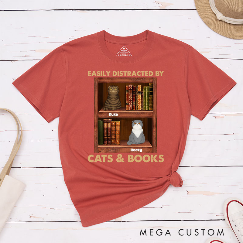 Personalized Cat Lover Cat Father Book Lovers T-Shirt