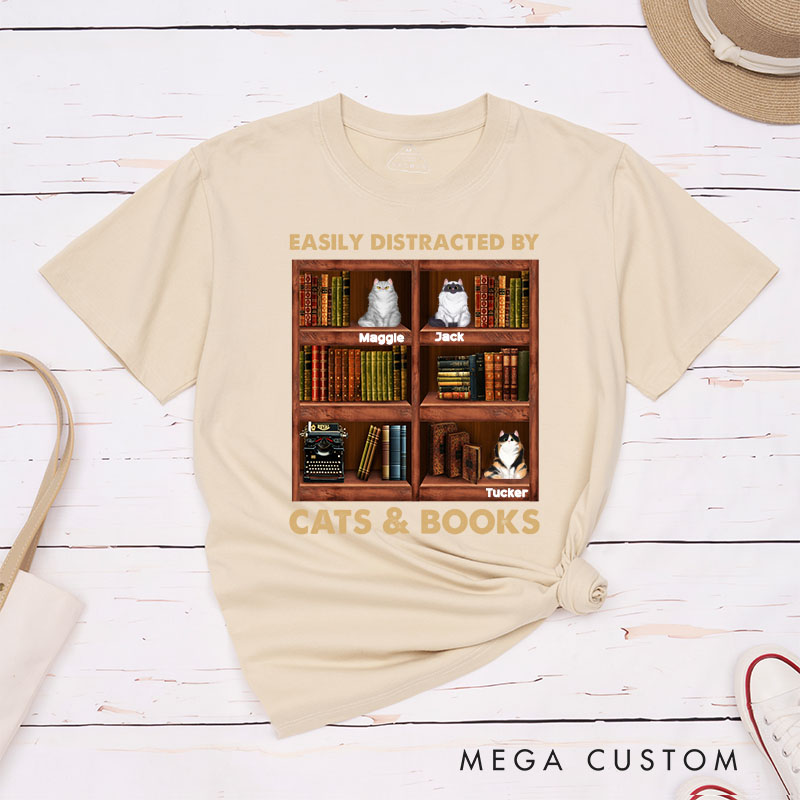 Personalized Cat Lover Cat Father Book Lovers T-Shirt