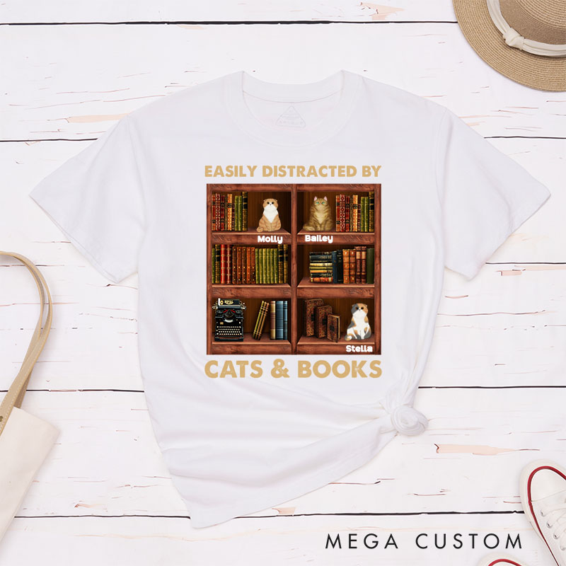 Personalized Cat Lover Cat Father Book Lovers T-Shirt