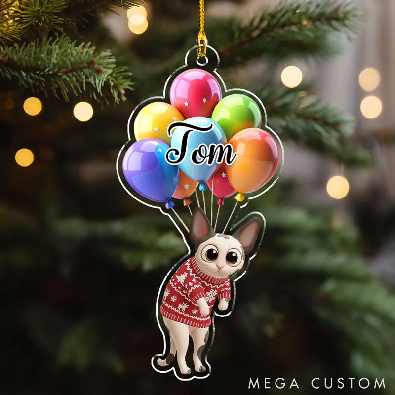Personalized Cat Lover Cat Hanging Cartoon Christmas Ornament