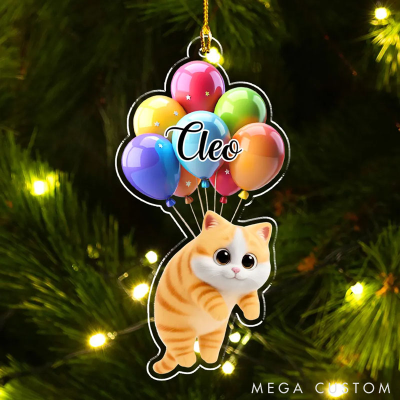 Personalized Cat Lover Cat Hanging Cartoon Christmas Ornament
