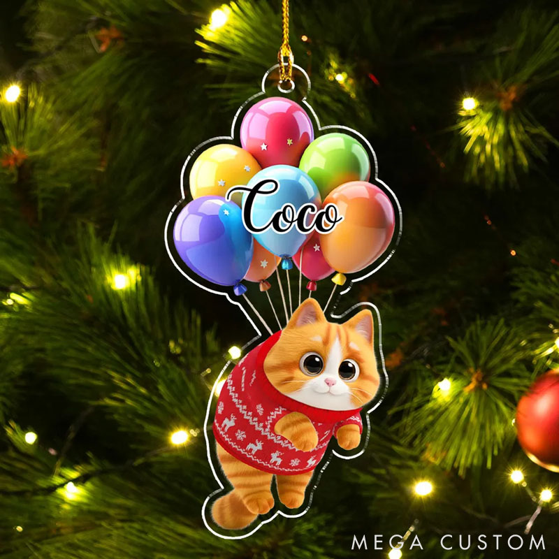 Personalized Cat Lover Cat Hanging Cartoon Christmas Ornament