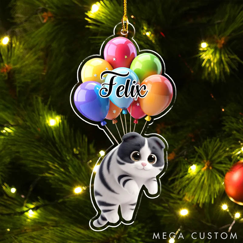 Personalized Cat Lover Cat Hanging Cartoon Christmas Ornament