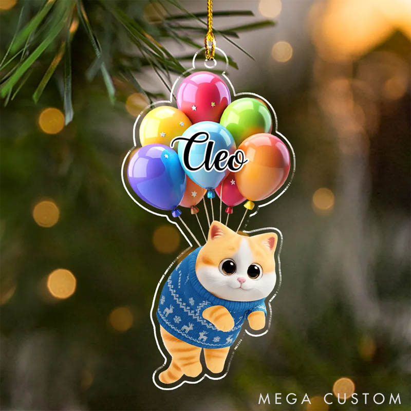 Personalized Cat Lover Cat Hanging Cartoon Christmas Ornament