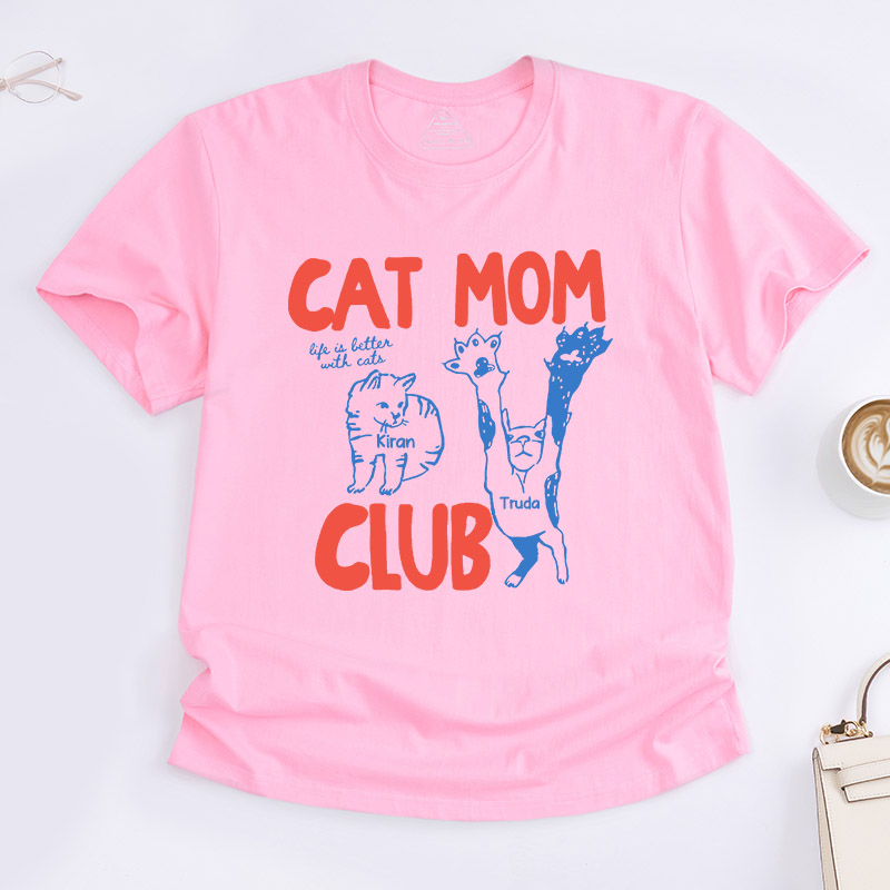 Personalized Cat Lover Cat Mom Club T-Shirt