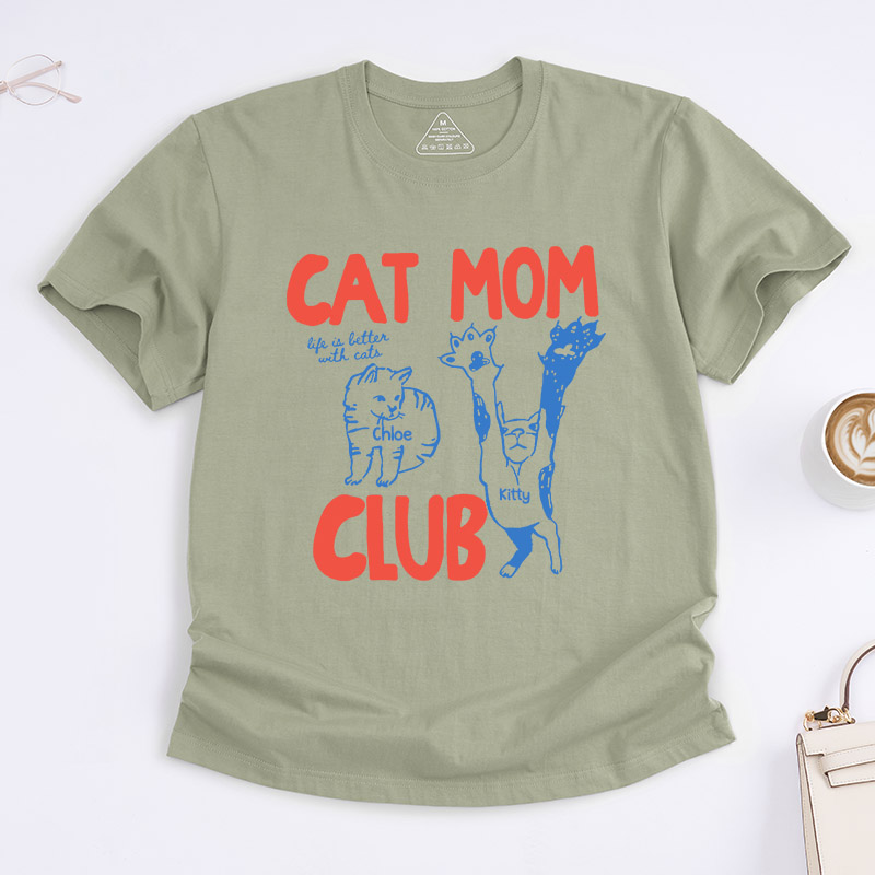 Personalized Cat Lover Cat Mom Club T-Shirt
