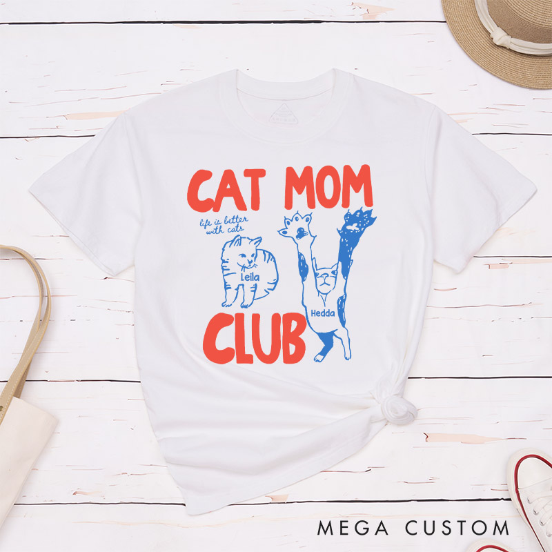 Personalized Cat Lover Cat Mom Club T-Shirt