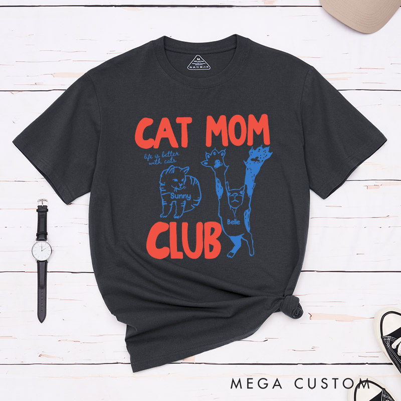 Personalized Cat Lover Cat Mom Club T-Shirt