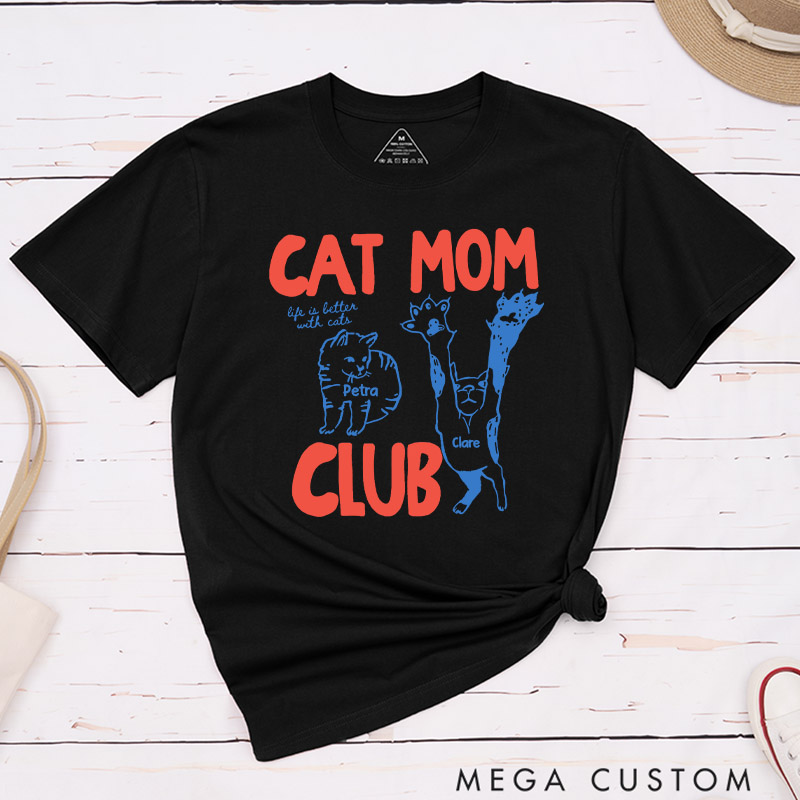 Personalized Cat Lover Cat Mom Club T-Shirt