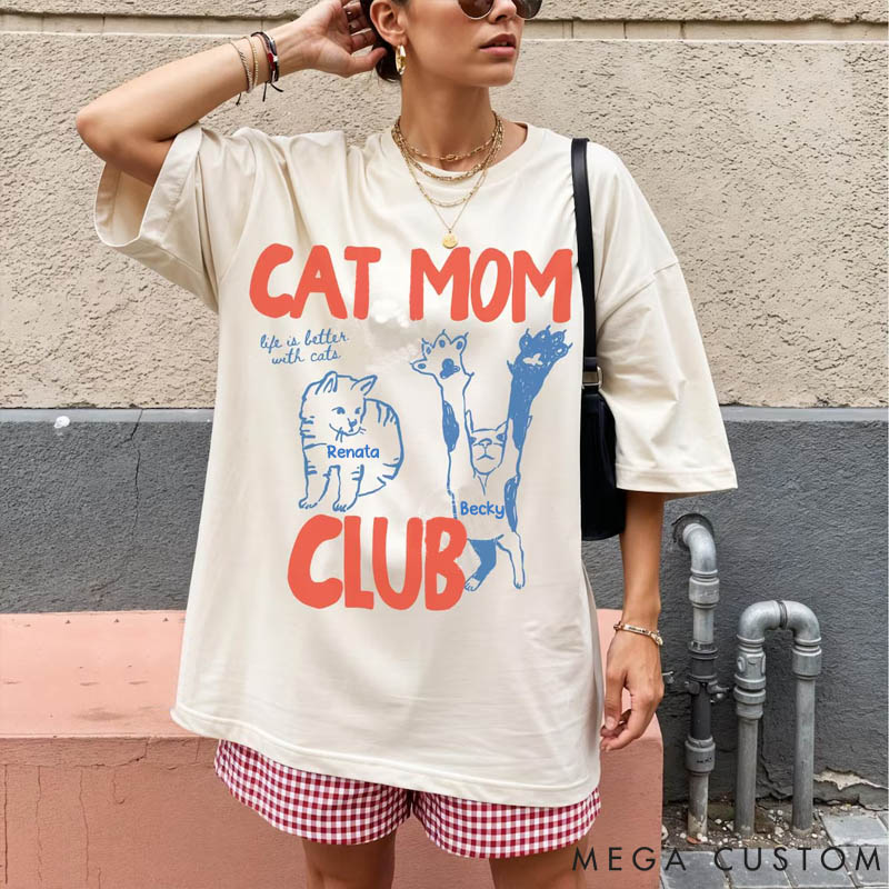 Personalized Cat Lover Cat Mom Club T-Shirt