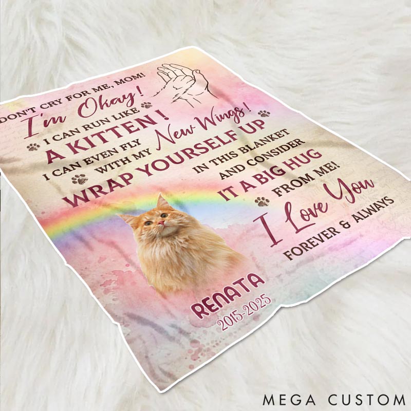 Personalized Cat Lover Cat Mom Custom Photo Run Free Faithful Friend Throw Blanket