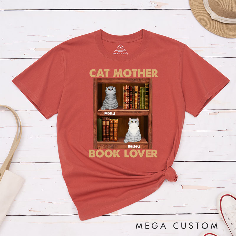 Personalized Cat Lover Cat Mother Book Lovers T-Shirt