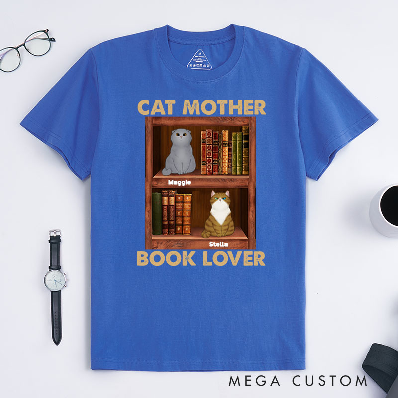 Personalized Cat Lover Cat Mother Book Lovers T-Shirt