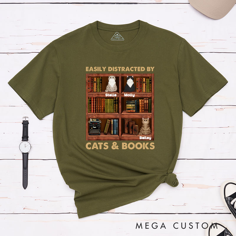 Personalized Cat Lover Cat Mother Book Lovers T-Shirt