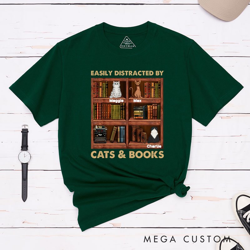 Personalized Cat Lover Cat Mother Book Lovers T-Shirt