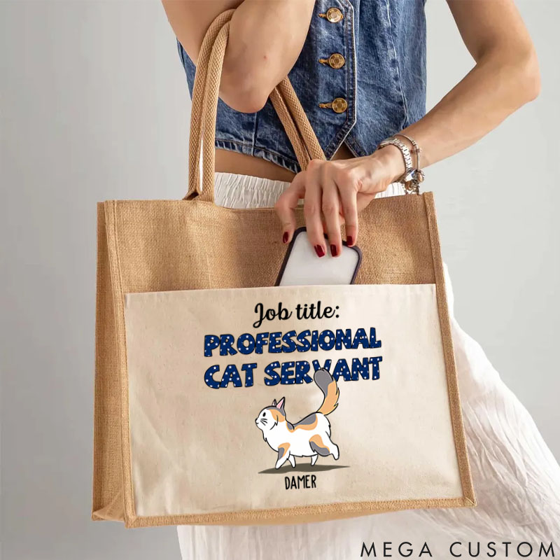 Personalized Cat Lover Cat Servant is My Job Azabu Tote Bag
