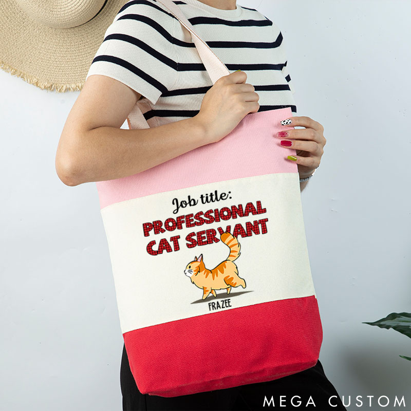 Personalized Cat Lover Cat Servant is My Job Tote Bag