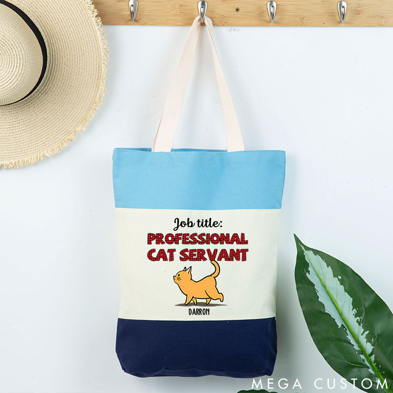 Personalized Cat Lover Cat Servant is My Job Tote Bag