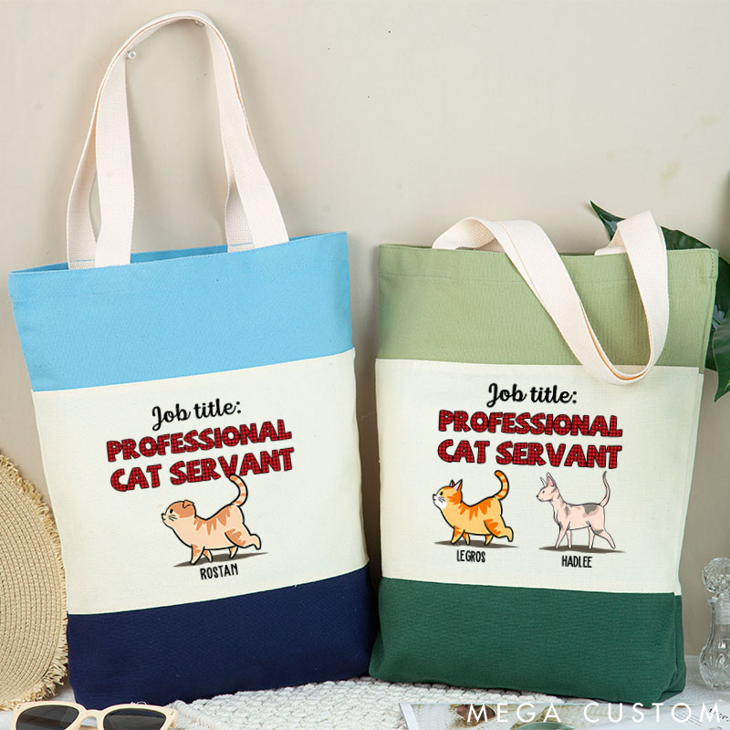 Personalized Cat Lover Cat Servant is My Job Tote Bag