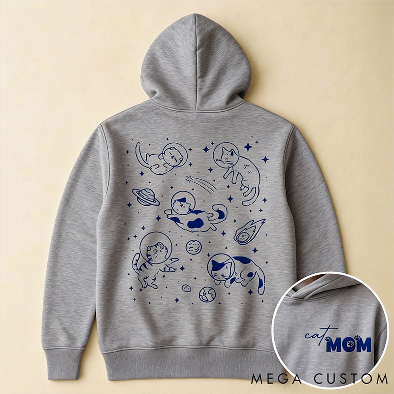 Personalized Cat Lover Cats In Space Hoodies