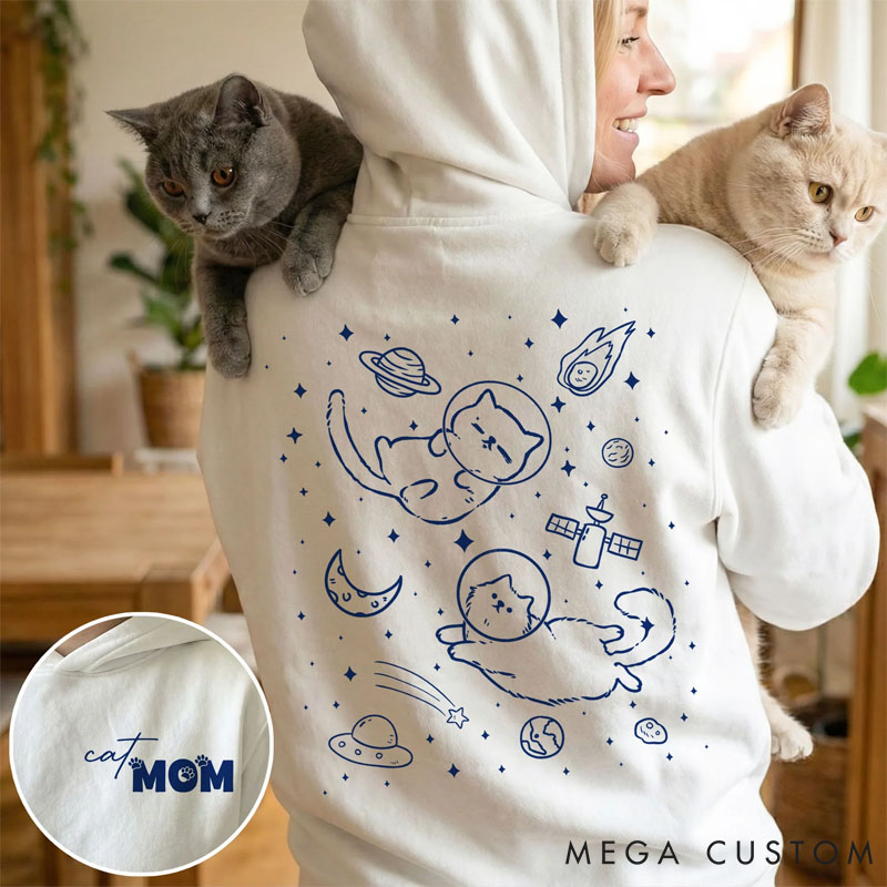 Personalized Cat Lover Cats In Space Hoodies