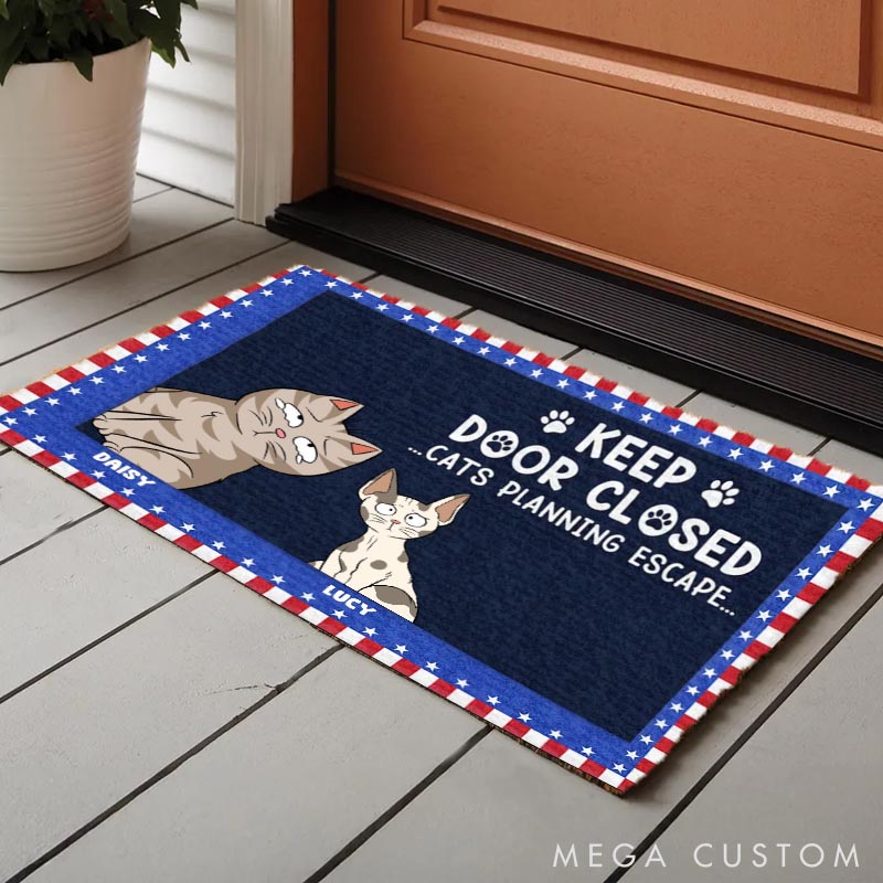 Personalized Cat Lover Cats Want to Escape Doormat