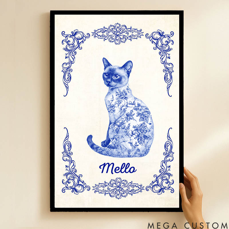 Personalized Cat Lover Chinoiserie cat Pet Portrait