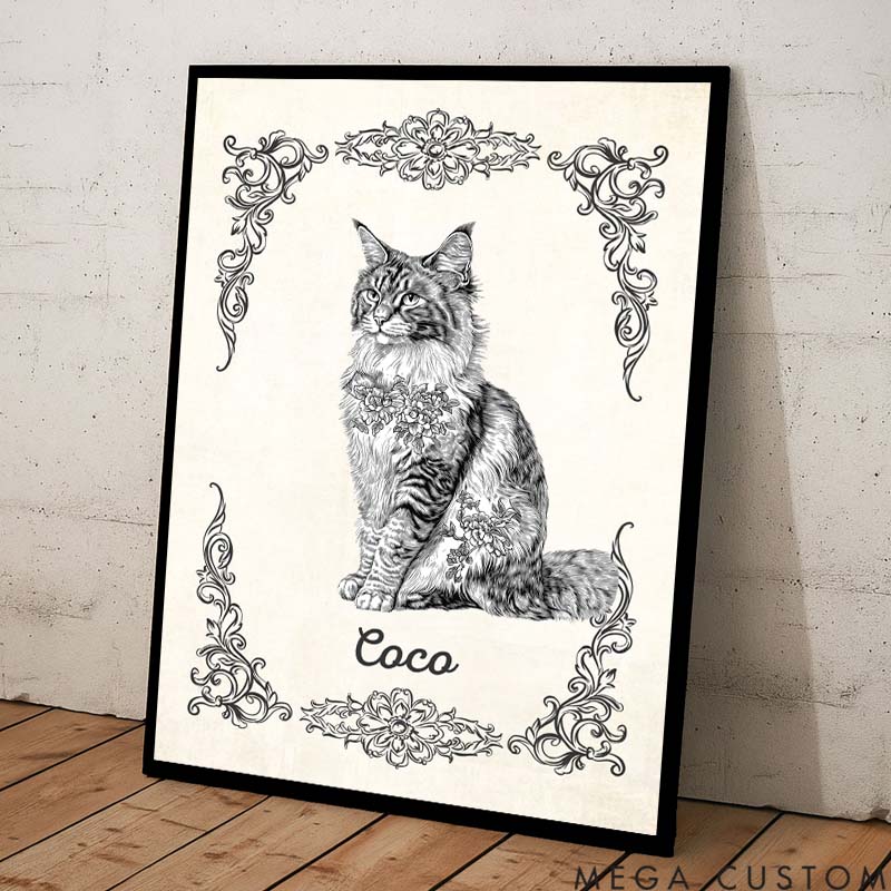 Personalized Cat Lover Chinoiserie cat Pet Portrait