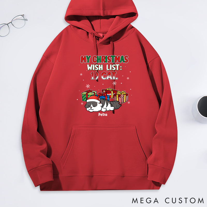 Personalized Cat Lover Christmas Wish List Classic Hoodies