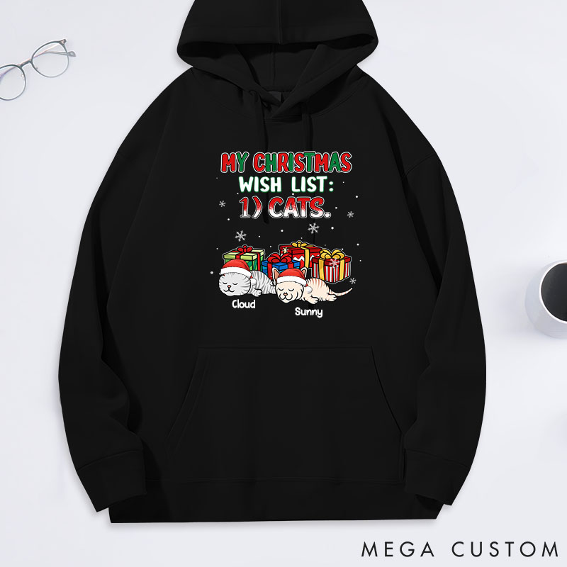 Personalized Cat Lover Christmas Wish List Classic Hoodies