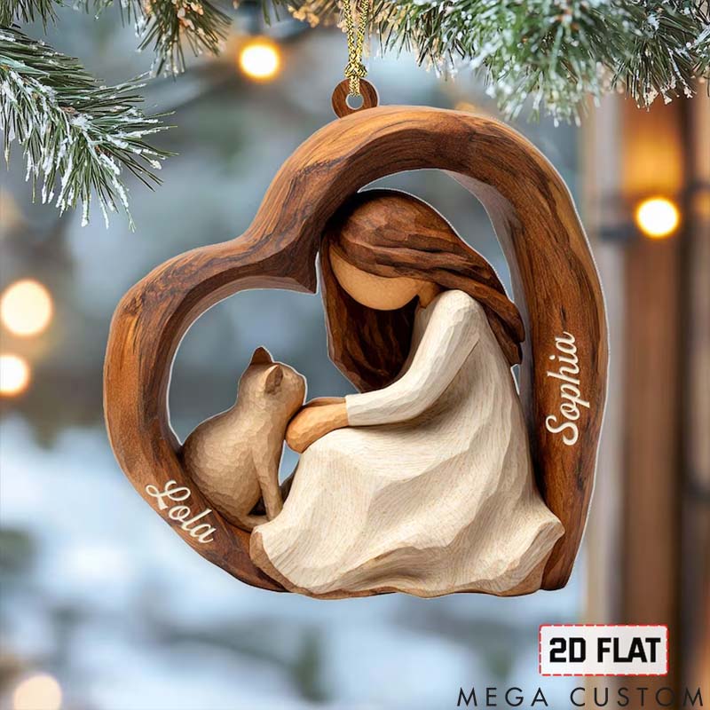 Personalized Cat Lover Circle of Love Christmas Ornament